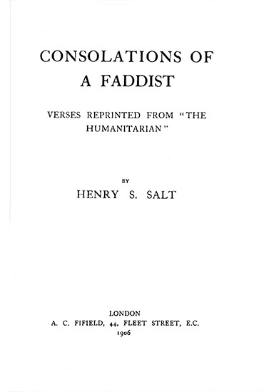 Consolations of a Faddist - Henry S. Salt