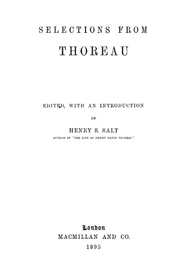 Selections from Thoreau - Henry S. Salt