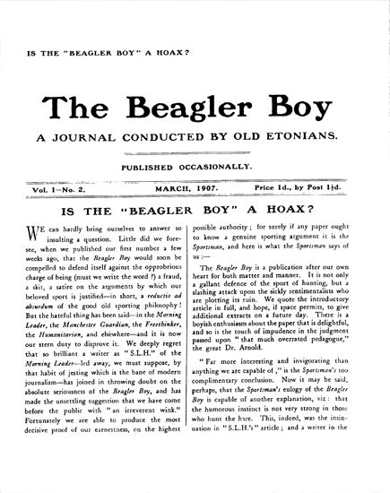 Humanitarian League - The Beagles Boy Vol. 1 No. 2