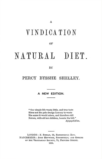 A Vindication of Natural Diet by Percy Bysshe Shelley