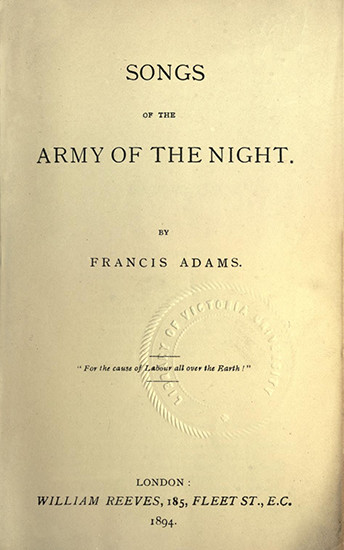 Songs of the Army of the Night - Francis Adams