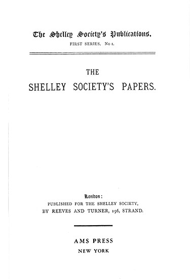 The Shelley Society's Papers